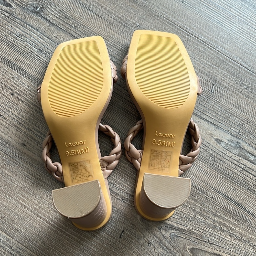 Leevar Stylish Square Toe Braided Heels for Women - Nude Tan 9.5B NWOT 3 in heel - Picture 7 of 8